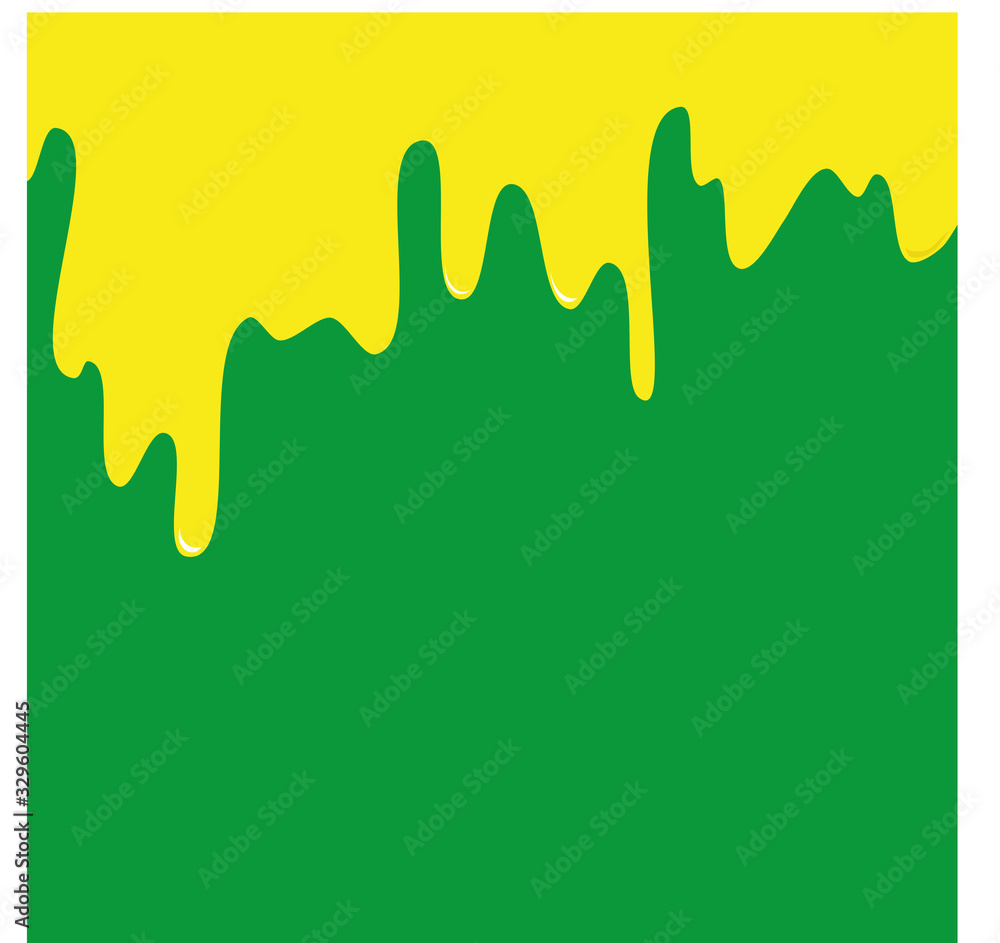 Yellow paint drops, green background, vector illustration, expressive background with paint drops on the wall Yellow paint drops, green background, vector illustration, expressive background with paint drops on the wall