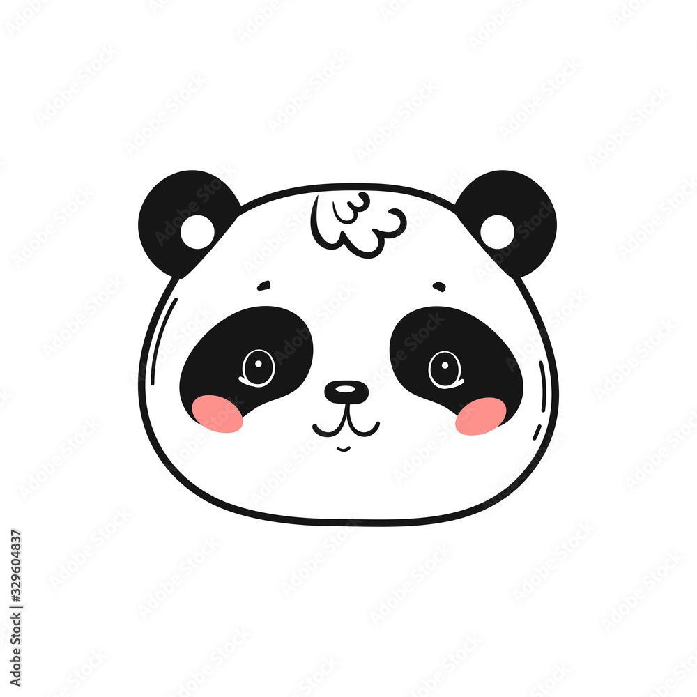Cute Panda Head Print Design for Kids. Little Baby Panda Bear Face. Black and White Chinese or Bamboo Bear Face. Doodle Cartoon Kawaii Animal Vector Illustration. Scandinavian Print or Poster Design Cute Panda Head Print Design for Kids. Little Baby Panda Bear Face. Black and White Chinese or Bamboo Bear Face. Doodle Cartoon Kawaii Animal Vector Illustration. Scandinavian Print or Poster Design