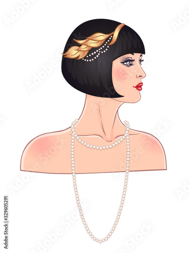 Art Deco vintage invitation template design with illustration of flapper girl. patterns and frames. Retro party background set (1920's style). Vector for glamour event, thematic wedding or jazz party.
