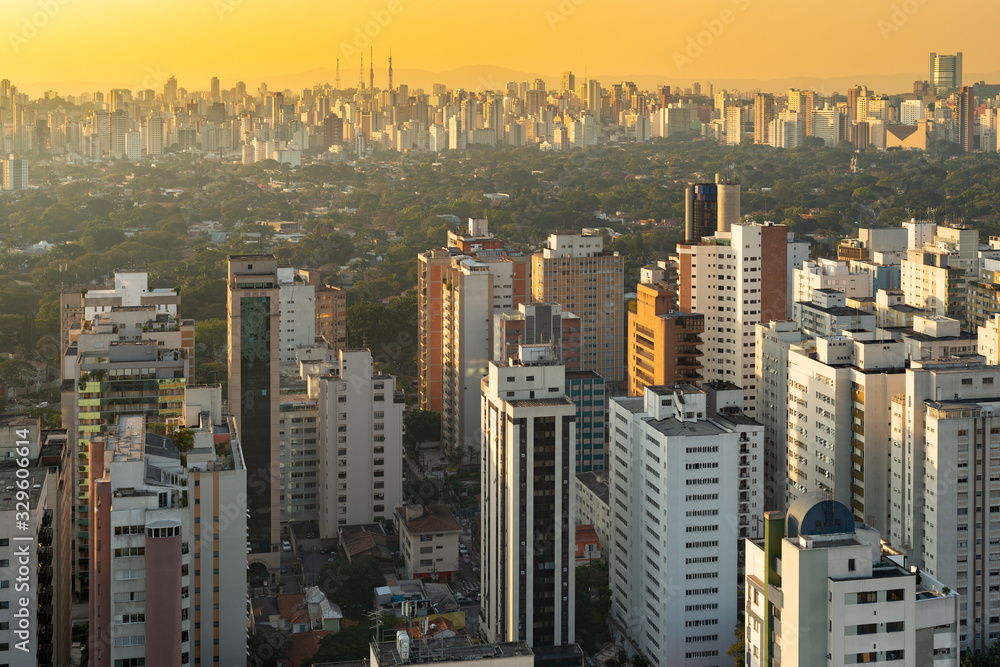 Skyline of Sao Paulo at sunset, Brazil, South America