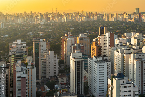 Skyline of Sao Paulo at sunset, Brazil, South America
