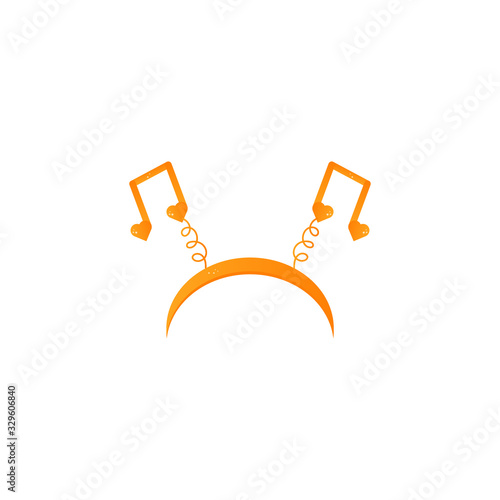 Carnival hoop on the head. Cartoon headband with musical note on white background. Attribute of costume.