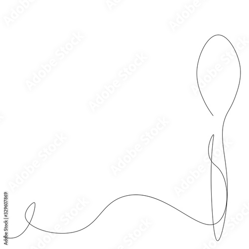 Spoon silhouette one line drawing vector illustration