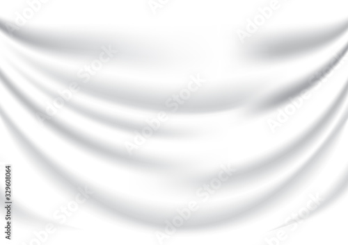 Vector white soft background with smooth satin texture of milk wave backdrop. Abstract white silk curtain with fold waves. Simple presentation template wallpaper for business design.
