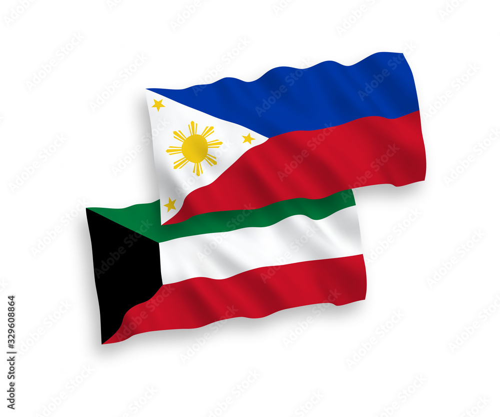 Obraz premium Flags of Philippines and Kuwait on a white background