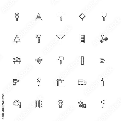 bundle of construction set line icons