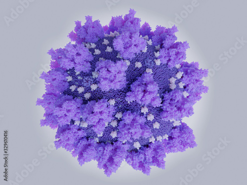 Fotografie The coronavirus, accurate depiction with X-ray diffraction data  of his surface