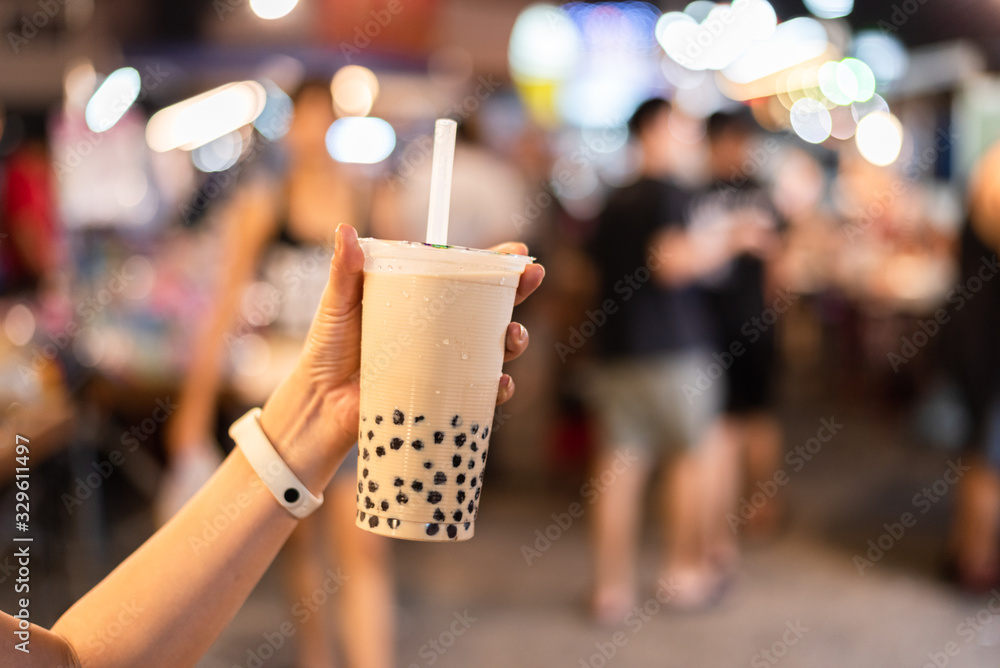 taiwanese bubble milk tea at night marketplace taiwanese bubble milk tea at night marketplace