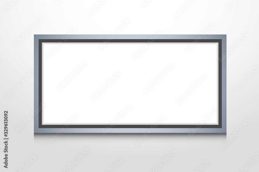 Blank Photo Billboard, Painting Metallic Modern Frame on White Wall Background Editable Vector Template Illustration Blank Photo Billboard, Painting Metallic Modern Frame on White Wall Background Editable Vector Template Illustration