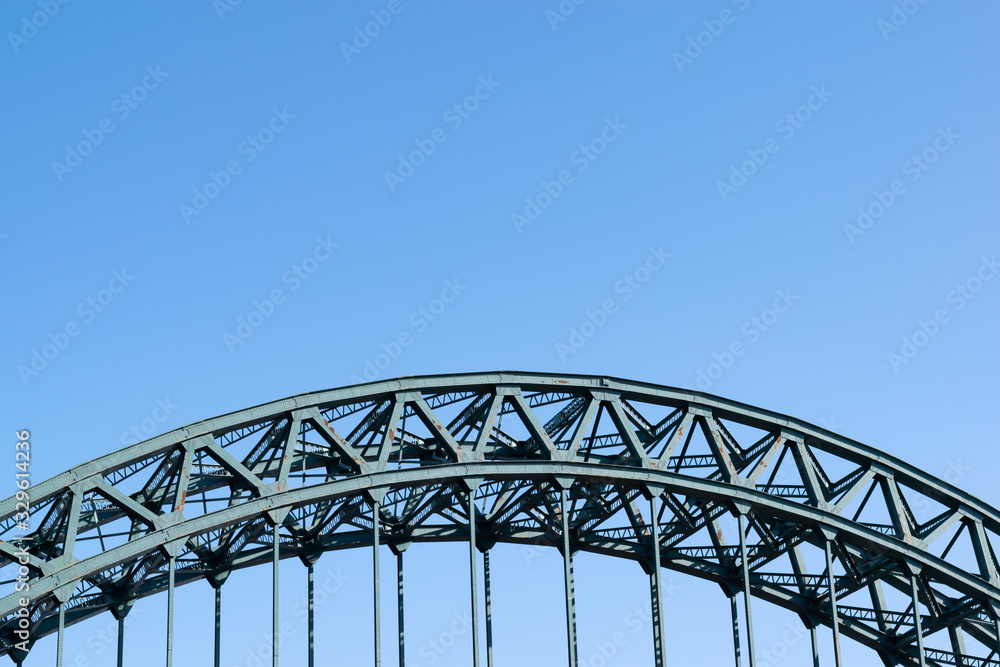 Top arch segment of the Tyne Bridge showing the suspension part of Newcastle's iconic bridge. Top arch segment of the Tyne Bridge showing the suspension part of Newcastle's iconic bridge.