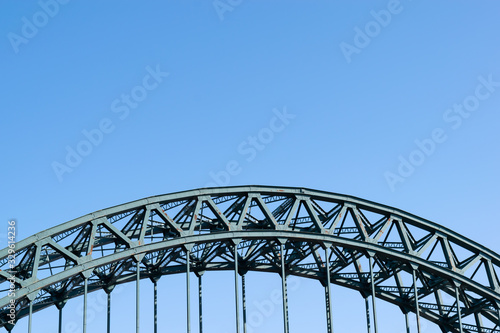 Top arch segment of the Tyne Bridge showing the suspension part of Newcastle's iconic bridge.
