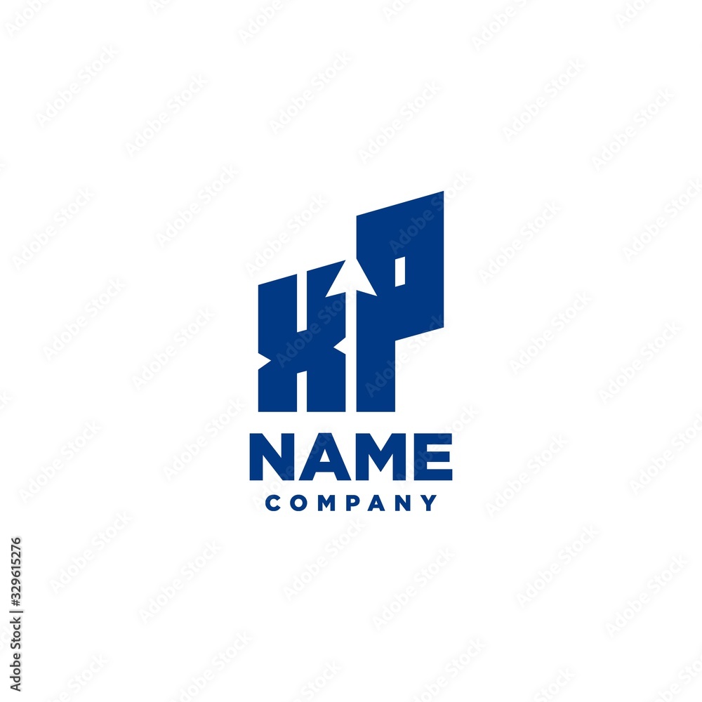 XP monogram logo with a negative space style arrow up design template XP monogram logo with a negative space style arrow up design template