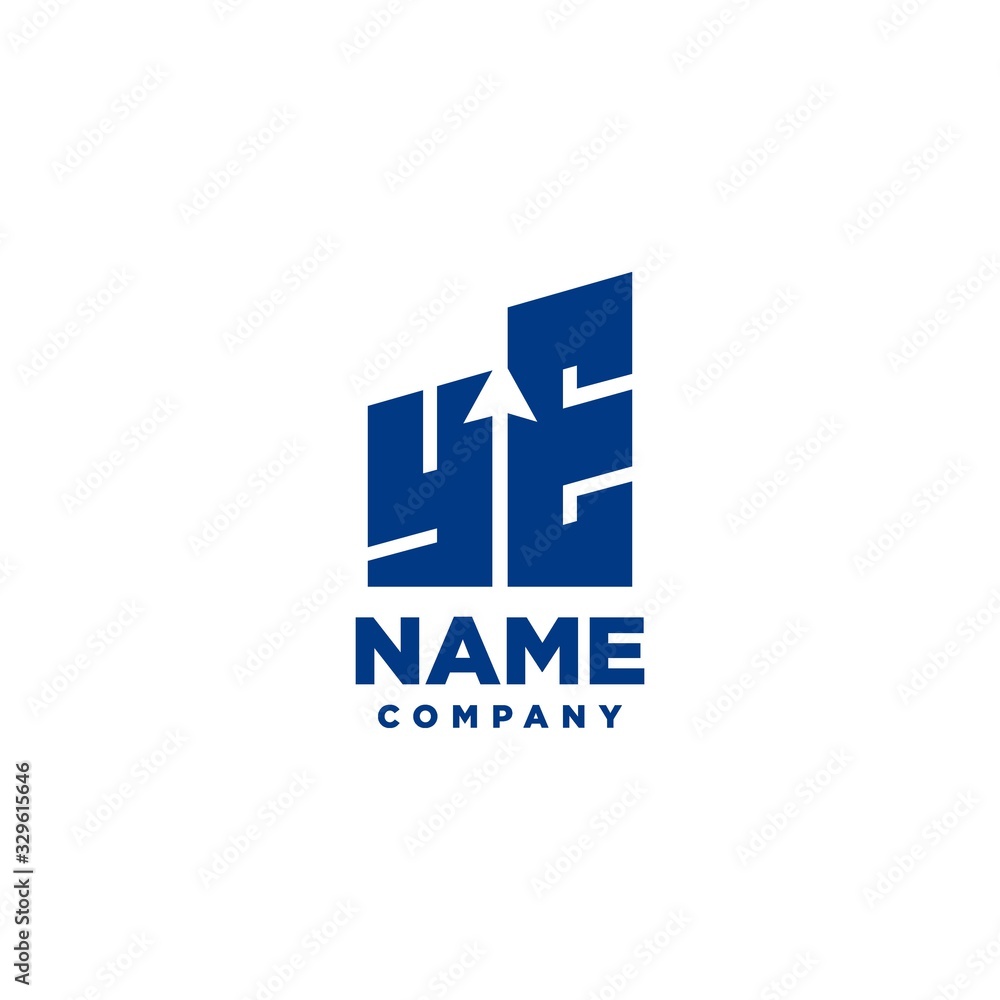 YE monogram logo with a negative space style arrow up design template YE monogram logo with a negative space style arrow up design template