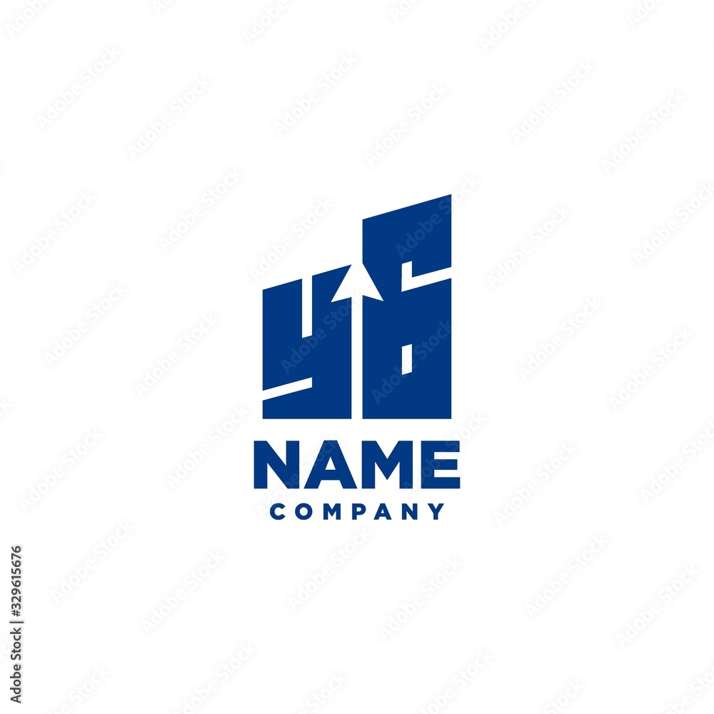 YG monogram logo with a negative space style arrow up design template YG monogram logo with a negative space style arrow up design template