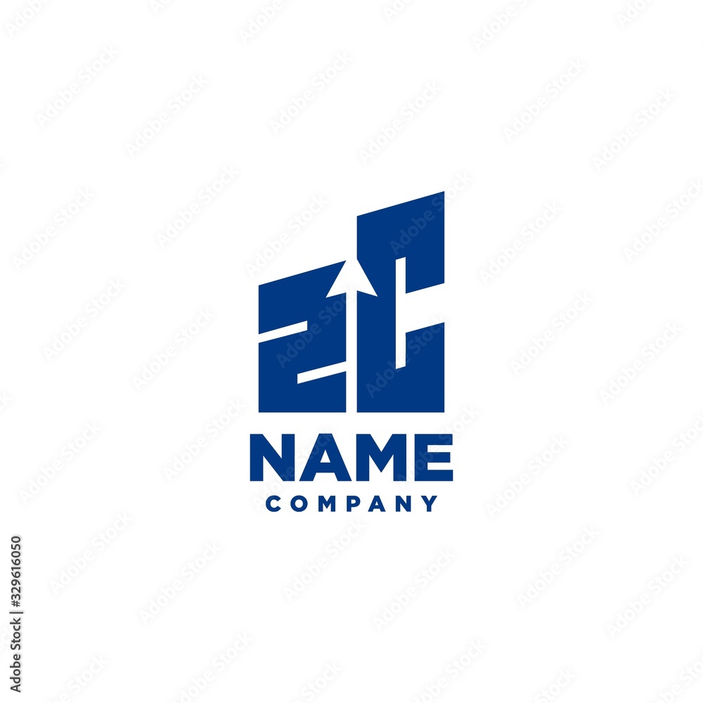 ZC monogram logo with a negative space style arrow up design template ZC monogram logo with a negative space style arrow up design template