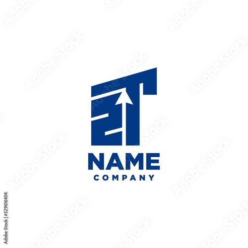 Free Download ZT monogram logo with a negative space style arrow up design template - GFXLoad