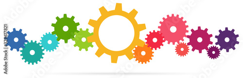 colored team work gears