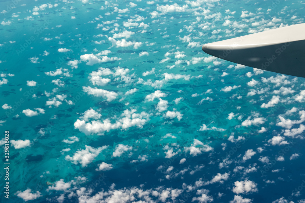 Flying over the caribbean