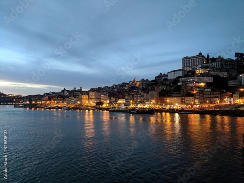 Sunset from the bridge in Porto  Portugal