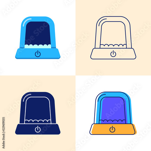 Automatic litter box icon set in flat and line styles