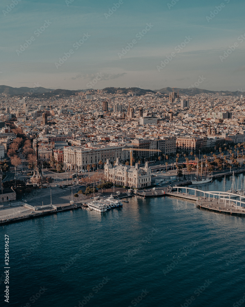 panoramic view of port of barcelona spain