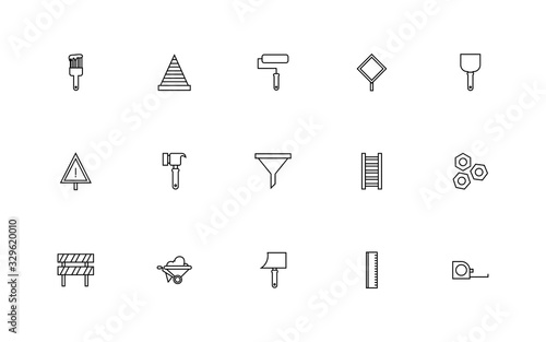 bundle of construction set line icons