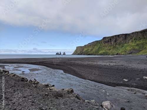 Waterfalls, black sand beaches and cliffs