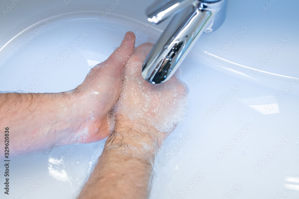 Fototapeta premium ..Hände waschen, Handhygiene, Symbolbild, 11.03.2020