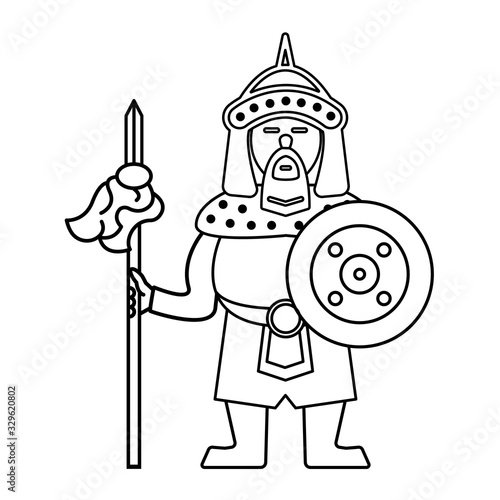 Mongol warrior line icon man