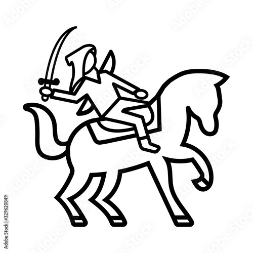Mongol warrior line icon man
