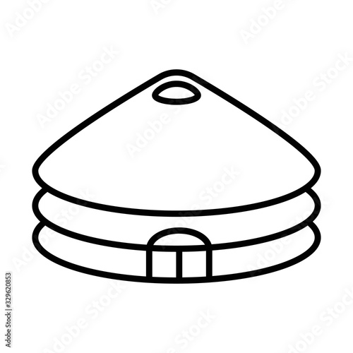 Mongol warrior line icon yurt
