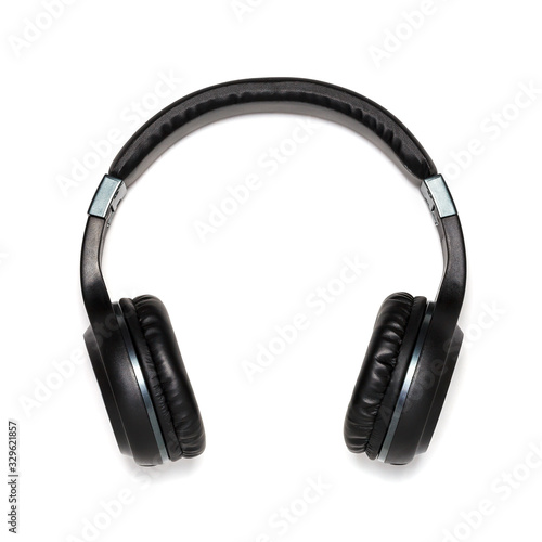 Headphones overhead full size black isolated on white background