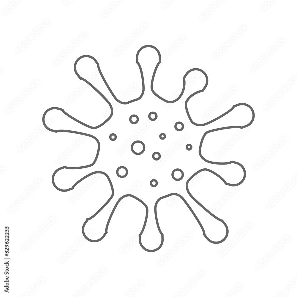Microbe, bacterium icon, virus icon in glyph style, corona virus, outline vector illustration isolated on white