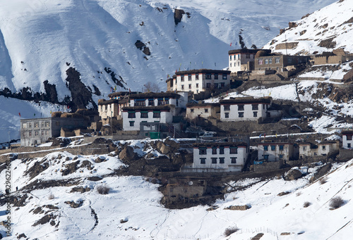 Houses of Chicham village at a height of around 4200 meters in Sipti valley, northern Himalayas.