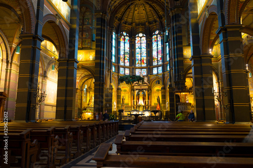 Interior view of altar inside Basilica of Saint Nicholas Amsterdam, near the Central railway Station,Amsterdam, Netherlands photo