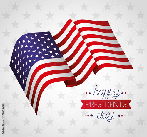 happy presidents day celebration poster with flag