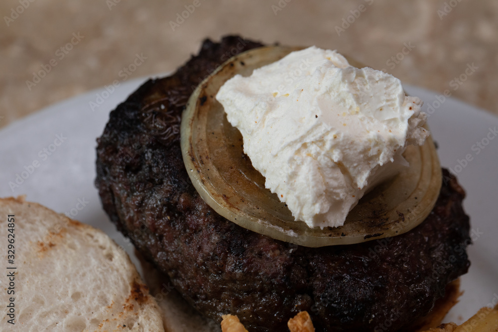 hamburger with Philadelphia cheese hamburger with Philadelphia cheese