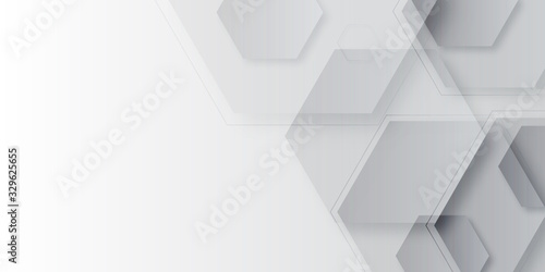 White technology hexagonal abstract background with halfotne and hexagonal shape