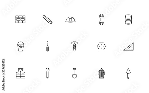 bundle of construction set line icons