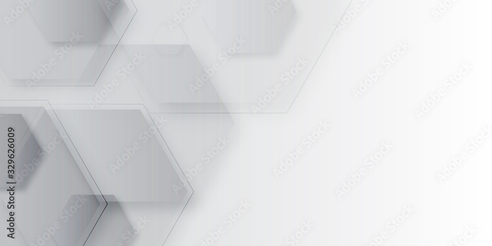 Fototapeta premium White technology hexagonal abstract background with halfotne and hexagonal shape