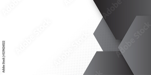 White abstract presentation background with hexagonal black grey silver