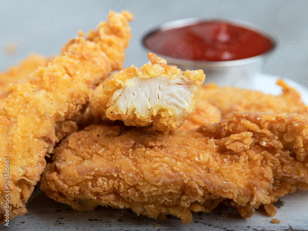 chicken strips crispy fried breaded breast and sauce chicken strips crispy fried breaded breast and sauce