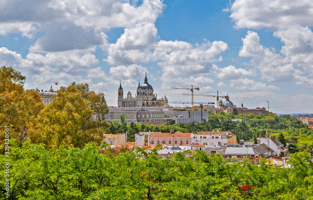 Top view of the city and Almuden Cathedral. Madrid. Spain