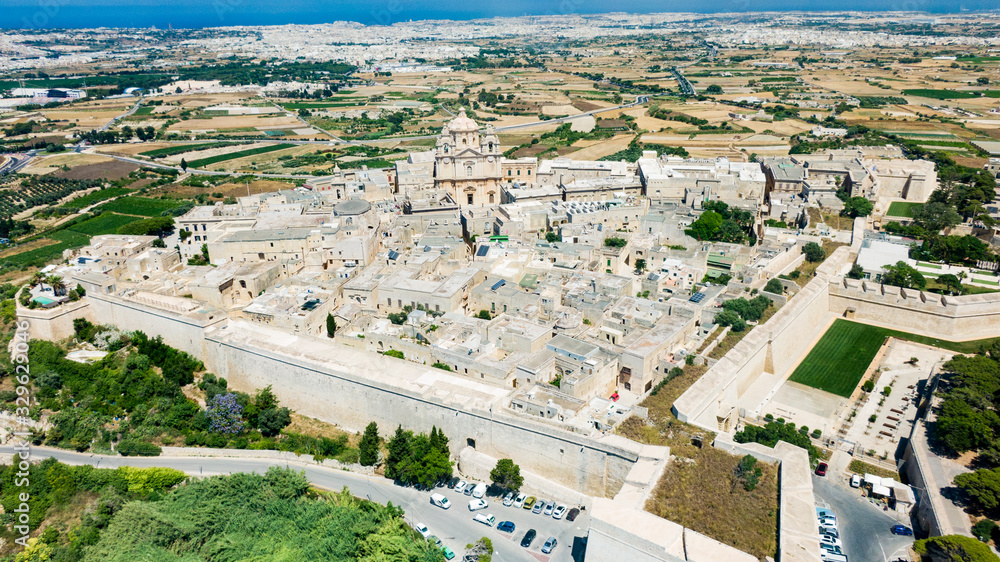 Mdina Citade,Maltal seen from a drone 