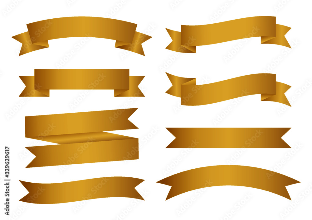 set golden ribbons collection. banners flat Isolated on white background. vector illustration. set golden ribbons collection. banners flat Isolated on white background. vector illustration.