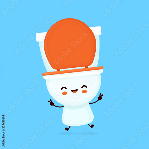 Cute happy smiling toilet bowl