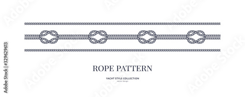 Nautical rope seamless patterns. Yacht style design. Vintage decorative elements. Template for prints, cards, fabrics, covers, flyers, menus, banners, posters and placard. Vector illustration.