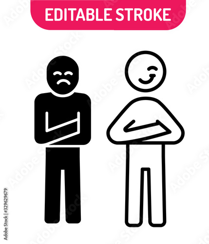 Line icons set of stick man optimist and pessimist. Line art of happy and sad stick man. Can use for apps and websites. Vector illustration.