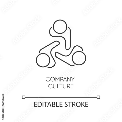 Company culture pixel perfect linear icon. Thin line customizable illustration. Internal corporate ideology, professional ethics contour symbol. Vector isolated outline drawing. Editable stroke