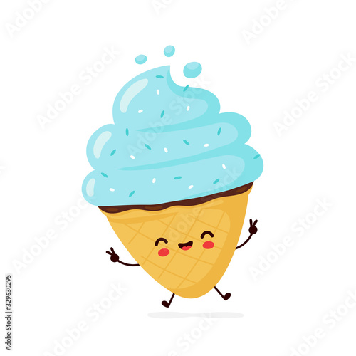 Cute happy smiling ice cream cone